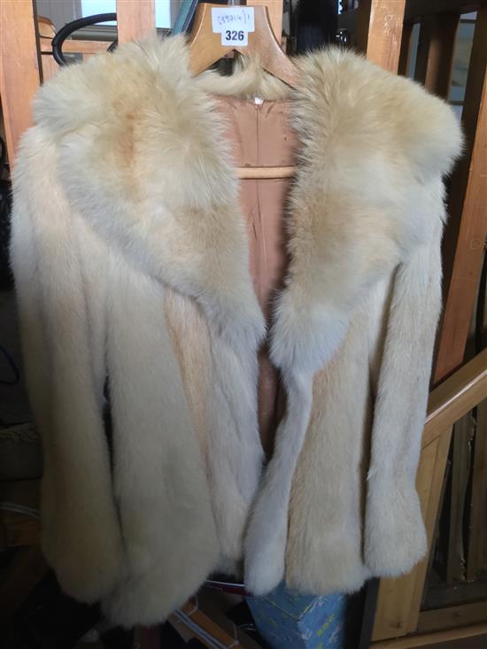 Blonde mink jacket with fox collar